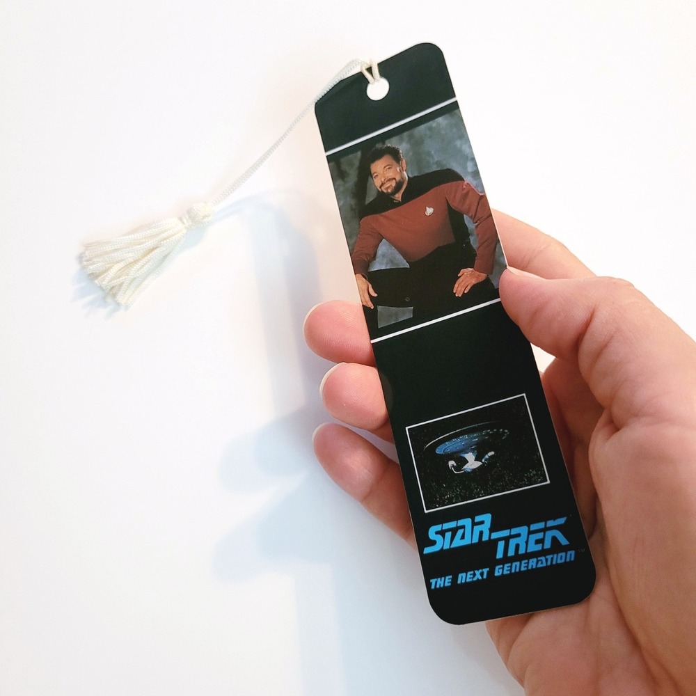 Vintage 90s Star Trek William Riker Bookmark -Jonathan Frakes - 1991 Antioch USA - Picture 6 of 10